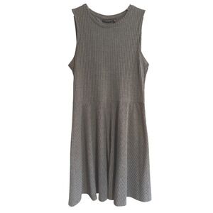 APT 9 Women's Gray Ribbed Knit Fit and Flare Sleeveless Dress Size 8